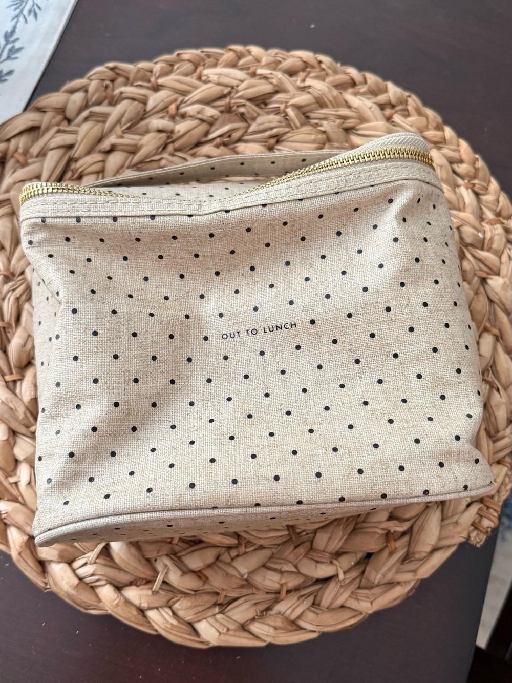 Kate Spade Cream Polka Dot Canvas Lunchbox